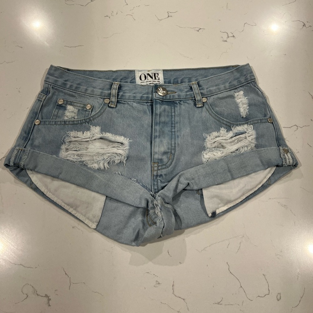 One Teaspoon Bandits Denim Shorts Size